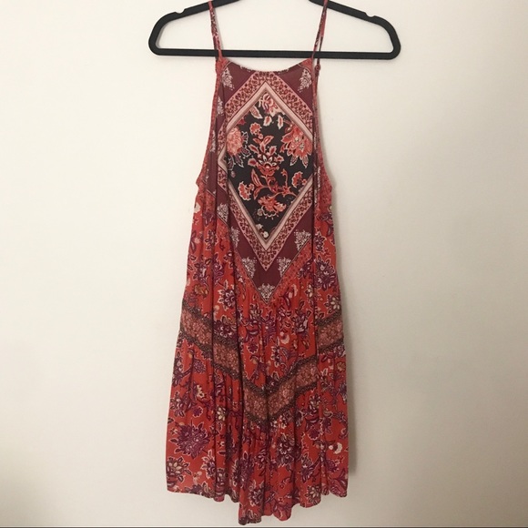 AMERICAN EAGLE Red Boho Halter Dress - Picture 2 of 4
